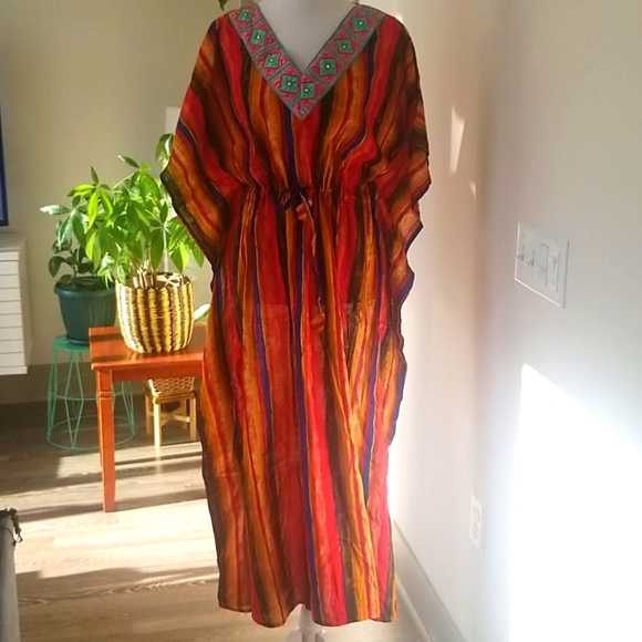 COPY - Cotton one size Kaftan with string tie on waist. - Picture 1 of 6
